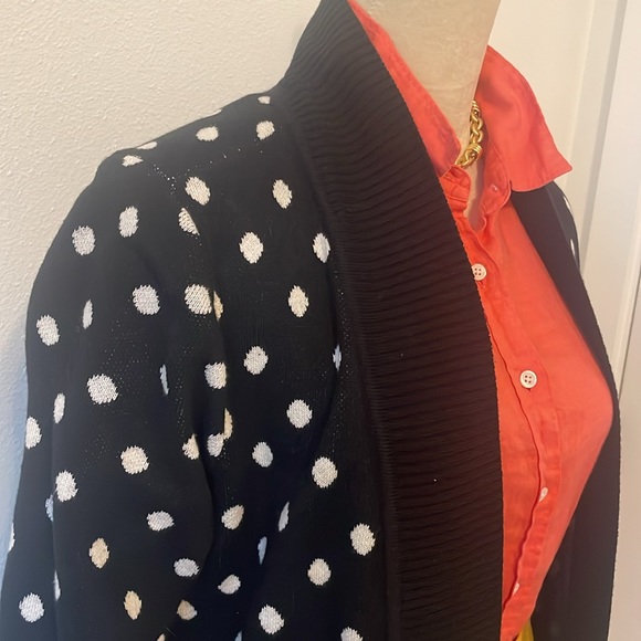 Isaac Mizrahi Live! B/W polka dot open front cardigan size S - Picture 4 of 8